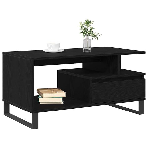 vidaXL Couchtisch Schwarz Eichen-Optik 90 x 49 x 45 cm Holzwerkstoff
