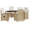 vidaXL Outdoortisch-Set 5 Stk. Beige und Cremewei&szlig; Poly-Rattan