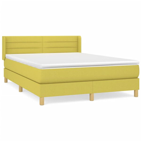 vidaXL Boxspringbett mit Matratze Gr&uuml;n 140x200 cm Stoff