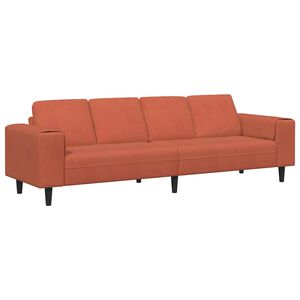 vidaXL Sofa mit Kissen Rot-Orange 250 x 77 x 76 cm Cordstoff