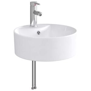 vidaXL Waschbecken mit Wasserhahn und Abfluss Chrom