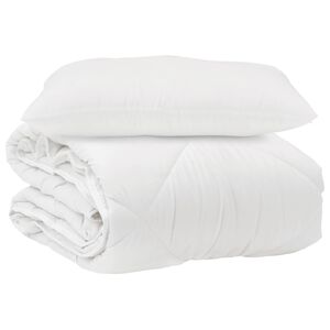 vidaXL Bettdecke mit Kissen 2 Stk. Wei&szlig; Mikrofaser
