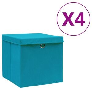 vidaXL Aufbewahrungsboxen mit Deckeln 4 Stk. 28x28x28 cm Babyblau