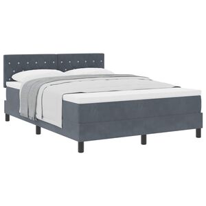 vidaXL Boxspringbett mit Matratze Dunkelgrau 160 x 200 cm Samt