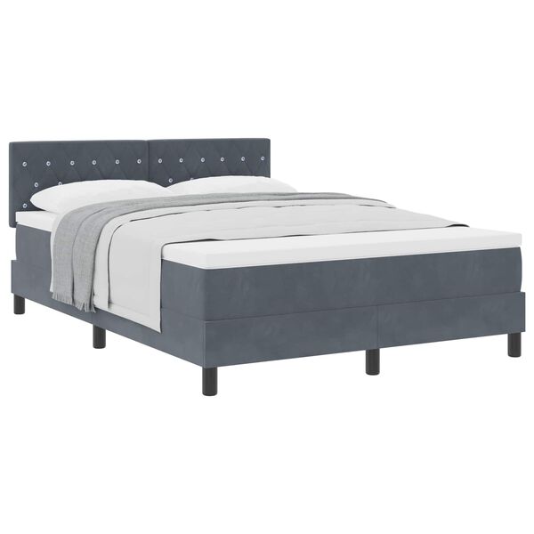 vidaXL Boxspringbett mit Matratze Dunkelgrau 160 x 200 cm Samt