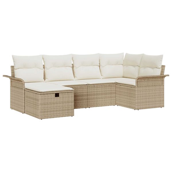 vidaXL Gartensofa-set mit Kissen 6 pcs Beige und Creme Poly-Rattan