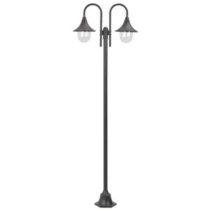 vidaXL Garten-Pollerleuchte E27 220 cm Aluminium 2-Laterne Bronze