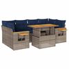 vidaXL 7-tlg. Garten-Sofagarnitur mit Kissen Grau Poly Rattan