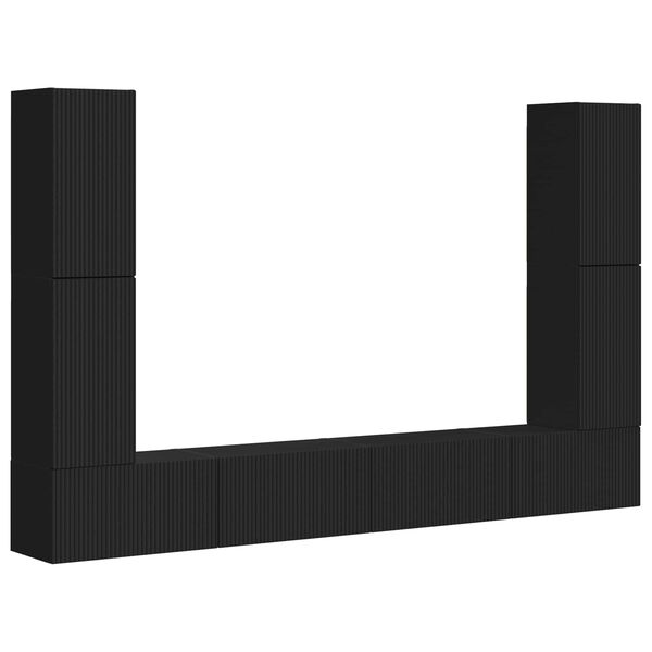 vidaXL TV-Schrankset 8 pcs Schwarz Holzwerkstoff