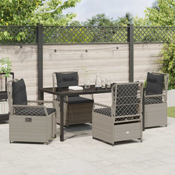 vidaXL Garten Essgruppe 5 pcs Hellgrau Poly-Rattan