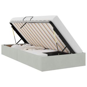 vidaXL Ottoman Bettgestell mit Speicher Hellgrau 90 x 190 cm Samt
