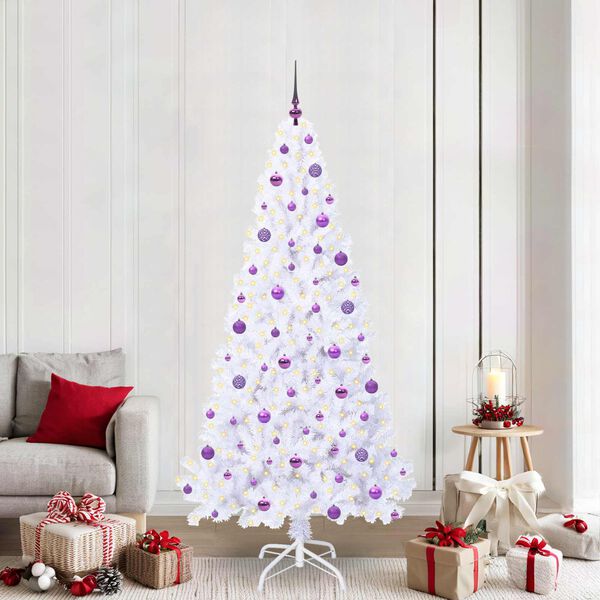vidaXL K&uuml;nstlicher Weihnachtsbaum Wei&szlig; 210 cm PVC und Stahl