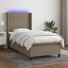 vidaXL Boxspringbett mit Matratze & LED Taupe 90x190 cm Stoff
