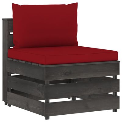 vidaXL 3-Sitzer Outdoor-Sofa mit Kissen Grau Imprägniertes Kiefernholz