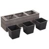 vidaXL Garten-Hochbeet mit 3 T&ouml;pfen 100 x 30 x 36 cm Poly Rattan Grau
