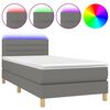 vidaXL Boxspringbett mit Matratze & LED Dunkelgrau 90x200 cm Stoff