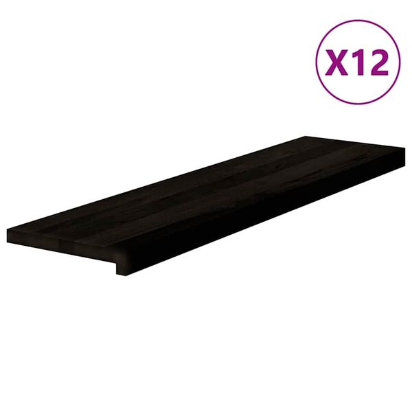vidaXL Treppenstufen 12 Stk. Dunkelbraun 100x30x2 cm Massivholz Eiche