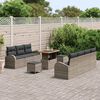 vidaXL Garten-Sofa-Set mit Kissen mit Speicher mit Kissen 10 pcs Grau