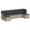 vidaXL 7-tlg. Garten-Sofagarnitur mit Kissen Hellgrau Poly Rattan