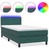 vidaXL Boxspringbett mit Matratze & LED Dunkelgr&uuml;n 100x220 cm Samt