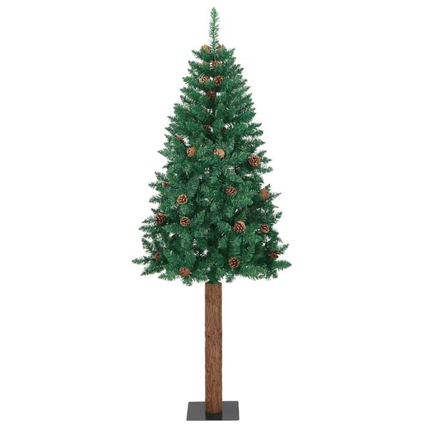 vidaXL Schlanker Weihnachtsbaum mit 300 LEDs mit St&auml;nder Gr&uuml;n 180 cm