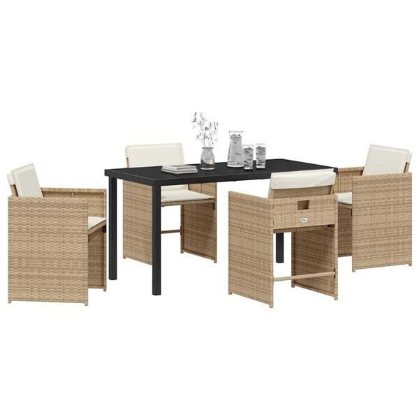 vidaXL Garten Essgruppe 5 pcs Beige Poly-Rattan