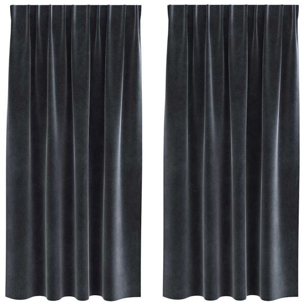 vidaXL Verdunkelungsvorhänge 2 pcs Dunkelgrau 140 x 175 cm Samt