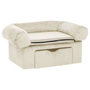 vidaXL Hundesofa mit Schublade Creme 75x50x38 cm Plüsch