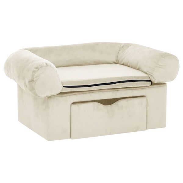 vidaXL Hundesofa mit Schublade Creme 75x50x38 cm Plüsch