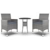 vidaXL 3-tlg. Garten-Essgruppe Poly Rattan Grau