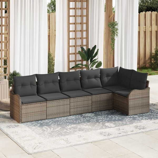 vidaXL Gartensofa-set Grau Poly-Rattan