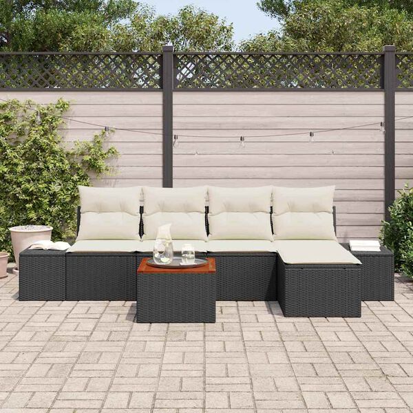 vidaXL Garten-Sofa-Set 6 pcs Schwarz und Weiß