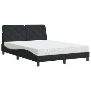 vidaXL Bett mit Matratze Schwarz 120x200 cm Samt