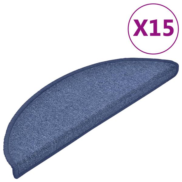 vidaXL Stufenmatten 15 Stk. 56x17x3 cm Blau Halbrund