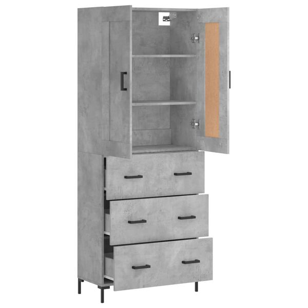 vidaXL Highboard Betongrau 69,5x34x180 cm Holzwerkstoff