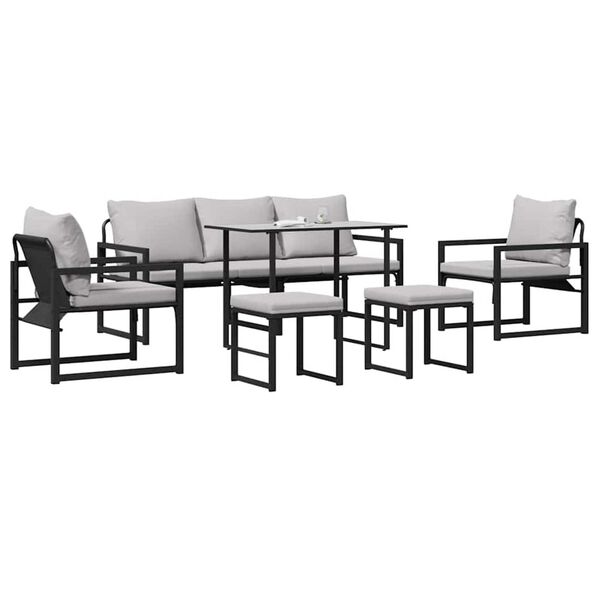 vidaXL Garten-Sofa-Set 6 pcs Schwarz Stahl