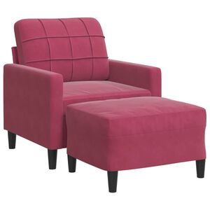 vidaXL Sessel mit Hocker Weinrot 60 cm Samt