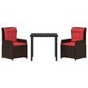 vidaXL Garten Essgruppe 3 pcs Braun Poly Rattan
