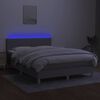 vidaXL Boxspringbett mit Matratze & LED Hellgrau 140x200 cm Stoff