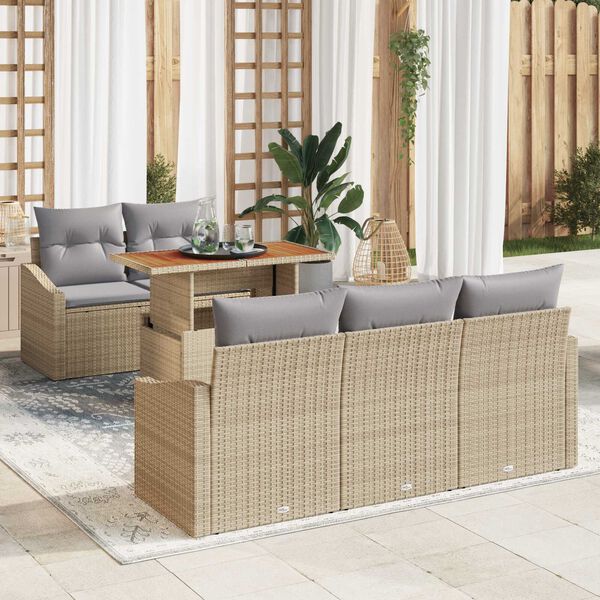 vidaXL Garten Essgruppe mit Kissen Beige und Grau 100 x 55 x 73 cm