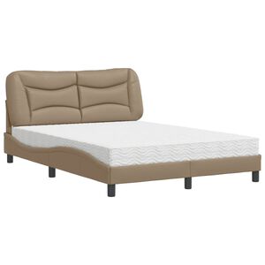 vidaXL Bett mit Matratze "Hvar" Cappuccino-Braun 140x200 cm Kunstleder