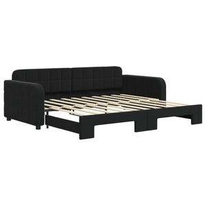 vidaXL Tagesbett Ausziehbar Schwarz 90x190 cm Samt