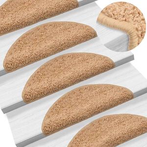 vidaXL Stufenmatten 15 Stk. 56x17x3 cm Beige Halbrund