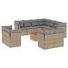 vidaXL 12-tlg. Garten-Sofagarnitur mit Kissen Beige Poly Rattan