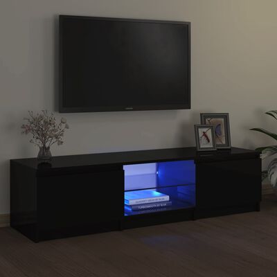 vidaXL TV-Schrank mit LED-Leuchten Schwarz 140x40x35,5 cm