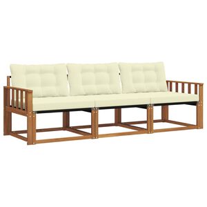 vidaXL Outdoor-Sofagarnitur 3 stk. 3-Sitzer Natur und Creme