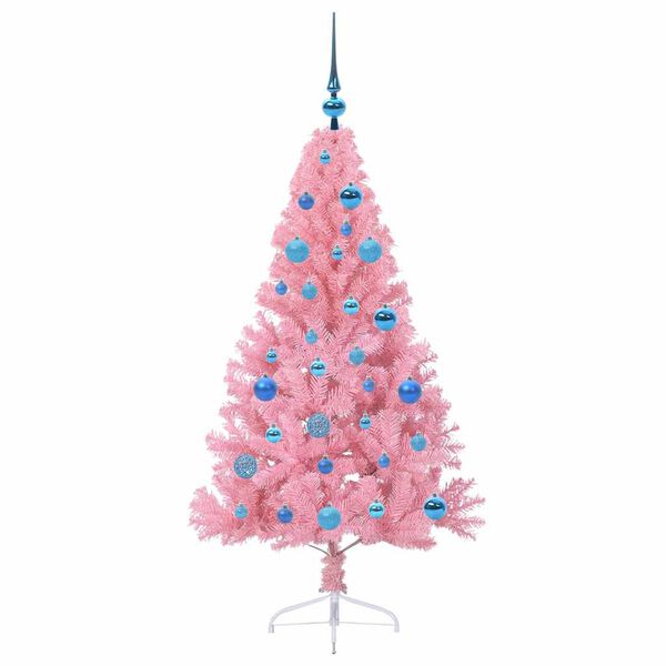 vidaXL K&uuml;nstlicher vorbeleuchteter Weihnachtsbaum Rosa 150 cm PVC