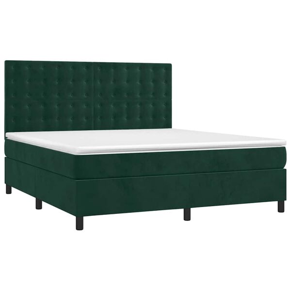 vidaXL Boxspringbett mit Matratze Dunkelgr&uuml;n 180x200 cm Samt