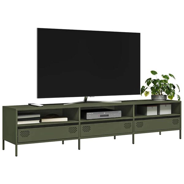 vidaXL TV-Schrank Olivgr&uuml;n 202x39x43,5 cm Kaltgewalzter Stahl