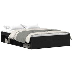 vidaXL Bettgestell ohne Matratze Schwarz Eichen-Optik 140x200 cm
